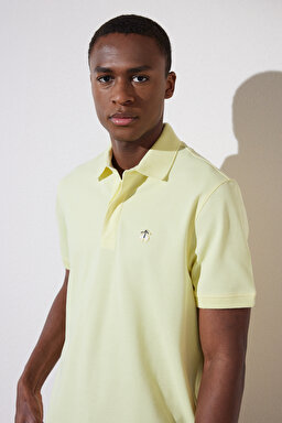 Likralı Pike Polo Tişört - Sarı (görsel 3)