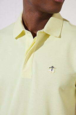 Likralı Pike Polo Tişört - Sarı (görsel 4)