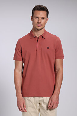 Likralı Pike Polo Tişört - Koyu Kiremit (görsel 7)