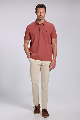 Likralı Pike Polo Tişört - Koyu Kiremit (görsel 8)