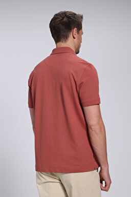 Likralı Pike Polo Tişört - Koyu Kiremit (görsel 11)