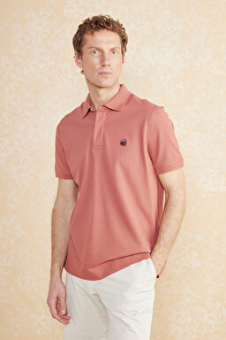 Likralı Pike Polo Tişört - Koyu Kiremit (görsel 2)