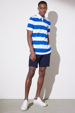 Rugby Polo Yaka Tişört - Beyaz-Saks (görsel 7)