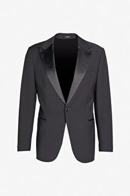 Slim Fit Dar Kesim Sivri Yaka Smokin Takım - Siyah (görsel 9)