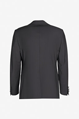 Slim Fit Dar Kesim Sivri Yaka Smokin Takım - Siyah (görsel 11)