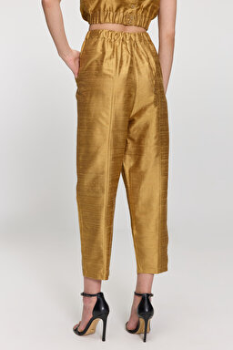 %100 İpek Sırt Dekolteli Crop Büstiyer - Camel (görsel 5)