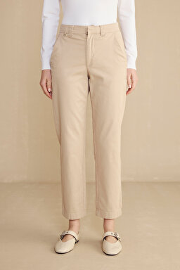 Dikme Logo Detaylı Basic Duble Paça Pantolon - Bej (görsel 8)