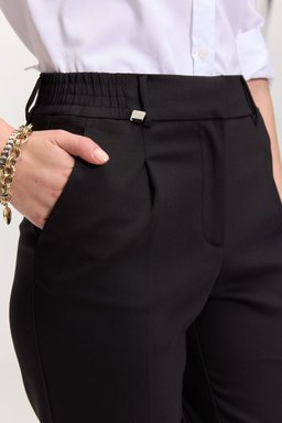 Metal Logo Detaylı Beli Lastikli Pantolon - Siyah (görsel 5)