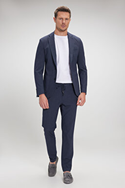 Mono Yaka Cepli Astarsız Slim Fit Ceket - Lacivert (görsel 3)