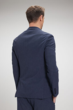 Mono Yaka Cepli Astarsız Slim Fit Ceket - Lacivert (görsel 6)