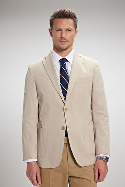 Slim Fit Mono Yaka Ceket - Bej (görsel 2)