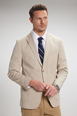 Slim Fit Mono Yaka Ceket - Bej (görsel 3)