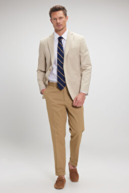 Slim Fit Mono Yaka Ceket - Bej (görsel 5)
