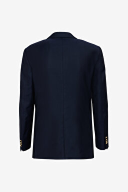100% Yün Regular Fit Mono Yaka Ceket - Lacivert (görsel 2)