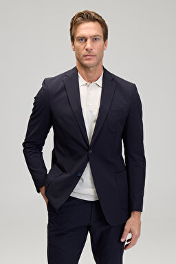 Slim Fit Mono Yaka Ceket - Lacivert