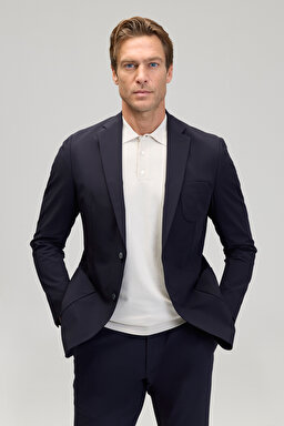 Slim Fit Mono Yaka Ceket - Lacivert (görsel 2)