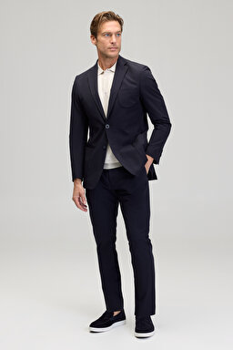 Slim Fit Mono Yaka Ceket - Lacivert (görsel 3)