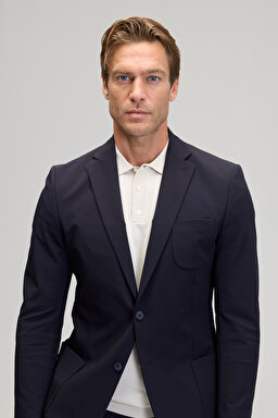 Slim Fit Mono Yaka Ceket - Lacivert (görsel 4)