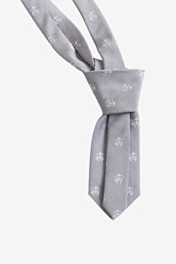 %100 İpek Golden Fleece Çizgili Kravat - Gri (görsel 2)