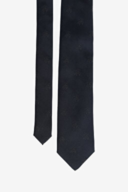 %100 İpek Golden Fleece Çizgili Kravat - Siyah