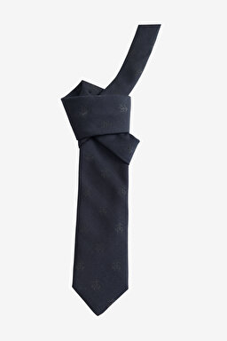 %100 İpek Golden Fleece Çizgili Kravat - Siyah (görsel 2)