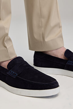 %100 Süet Loafer - Lacivert (görsel 2)