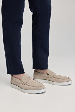 %100 Süet Loafer - Bej
