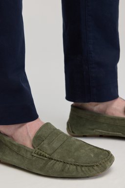 %100 Süet Haki Loafer - Haki