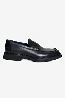 %100 Deri Klasik Loafer - Siyah
