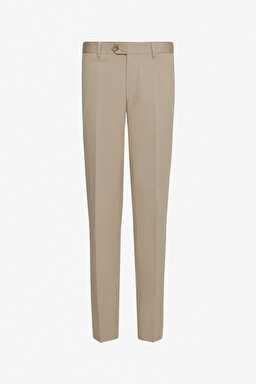 Standart Fit Pileli Regular Fit Erkek Pantolon - Bej