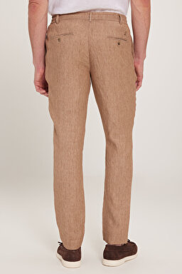 %100 Keten Cepli Jogger Pantolon - Bej (görsel 6)