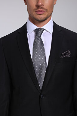 Yün Karışımlı Mono Yaka Slim Fit Takım Elbise - Siyah (görsel 5)