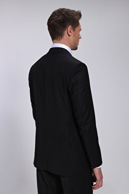 Yün Karışımlı Mono Yaka Slim Fit Takım Elbise - Siyah (görsel 6)