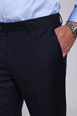 %100 Yün Mono Yaka Slim Fit Takım Elbise - Lacivert (görsel 5)