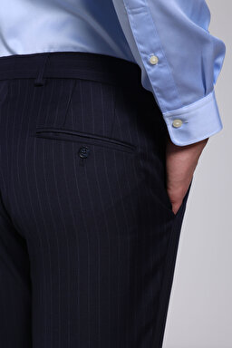 %100 Yün Mono Yaka Slim Fit Takım Elbise - Lacivert (görsel 6)