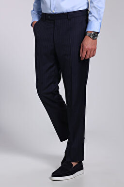%100 Yün Mono Yaka Slim Fit Takım Elbise - Lacivert (görsel 7)