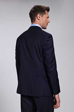 %100 Yün Mono Yaka Slim Fit Takım Elbise - Lacivert (görsel 8)