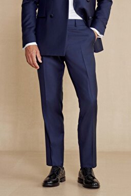 %100 Yün Sivri Yaka Slim Fit Kruvaze Limited Edition Smokin - Lacivert (görsel 6)