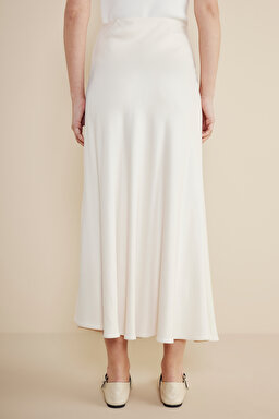 Saten Midi Etek - Krem (görsel 4)
