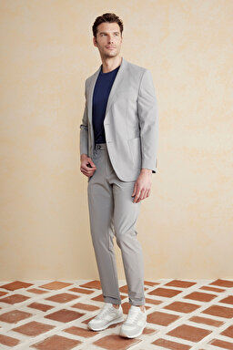 Mono Yaka Torba Cep Slim Fit Performans Ceket - Gri (görsel 3)