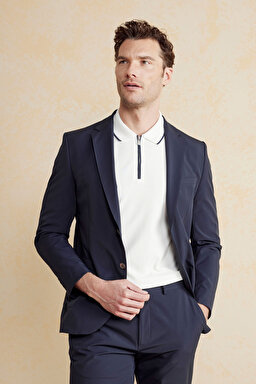Mono Yaka Torba Cep Slim Fit Performans Ceket - Lacivert