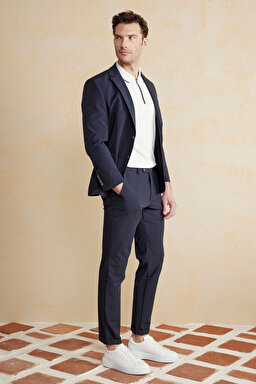 Mono Yaka Torba Cep Slim Fit Performans Ceket - Lacivert (görsel 3)