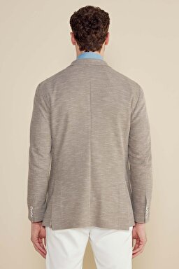 Pamuk Karışımlı Mono Yaka Torba Cep Regular Fit Örme Ceket - Koyu Bej (görsel 5)