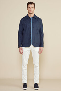 Pamuk Karışımlı Torba Cep Overshirt Ceket - Lacivert (görsel 3)