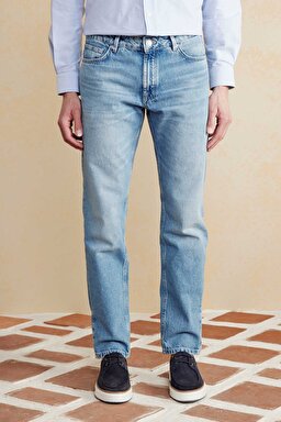 %100 Pamuk 5 Cep Denim Pantolon - Mavi (görsel 3)