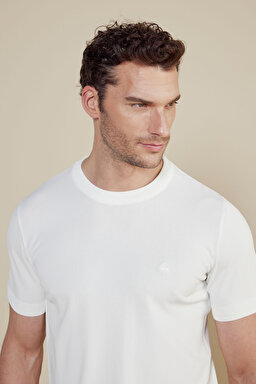 Bisiklet Yaka Basic Rayon Kısa Kol Kazak - Kırık Beyaz (görsel 4)