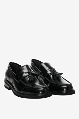 100% Deri Püskül Detaylı Loafer - Siyah (görsel 2)