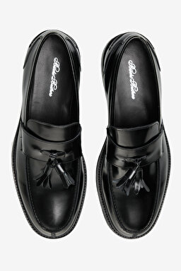 100% Deri Püskül Detaylı Loafer - Siyah (görsel 3)