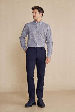 Premium Essentials Pamuk Karışımlı Düz Paça Parça Boya Chino Pantolon - Lacivert