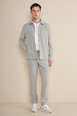 Gofre Beli Lastikli Pantolon - Gri